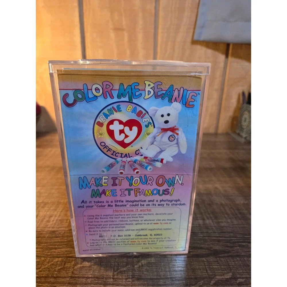 Ty Beanie Babies Official Club Color Me Beanie White Bear Kit with Markers NIB
